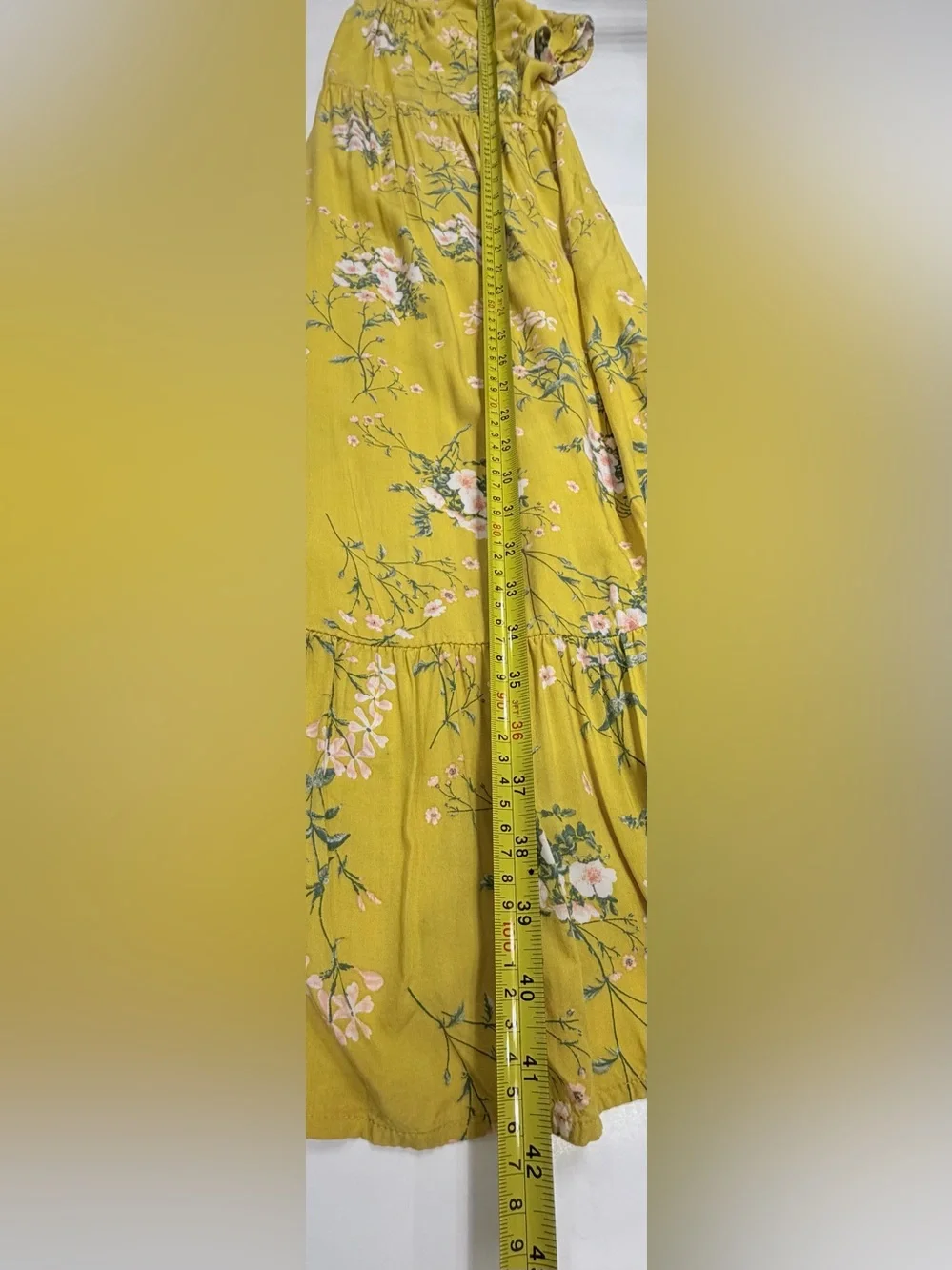 Old Navy Girls Yellow Floral Tiered Dress XL 14